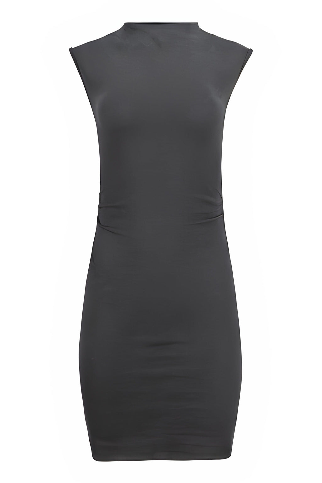Organic Cotton Mock Neck Ruched Mini Dress
