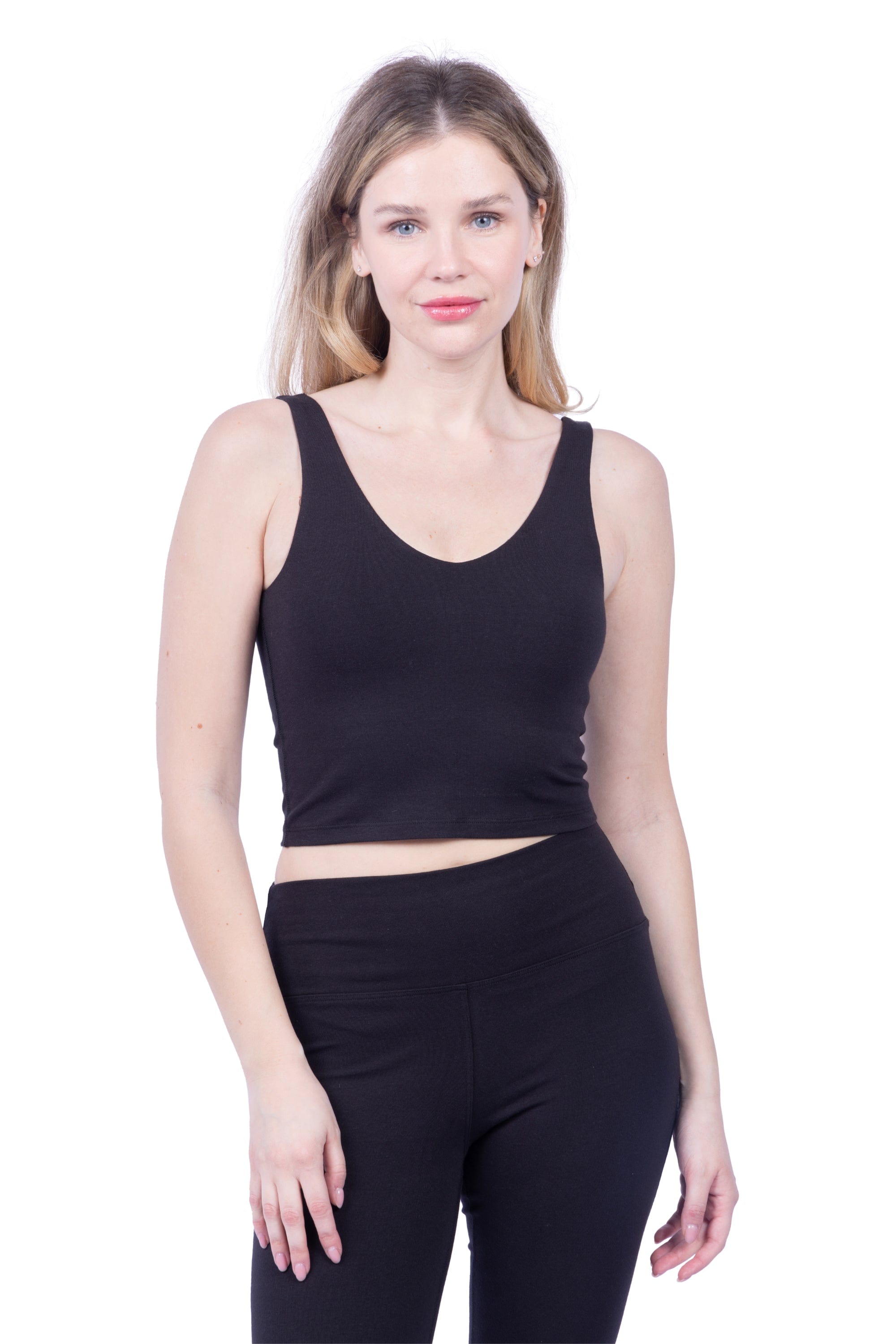 Organic Cotton V Neck  Crop Tank